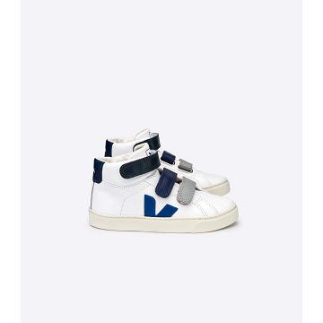 ψηλα παιδικα Veja ESPLAR MID LEATHER White/Blue | GR 683YXF